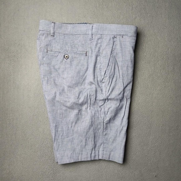 Ted Baker Shorts Mens 34 Gray Blue 9" Chino Stretch Casual Polka Dot Trim Summer - Picture 1 of 10